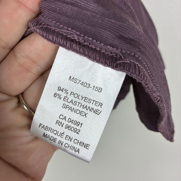 Jasmine Velvet Cami Top Sz M Purple Pleated Blouse Elegant Minimalist Dark - Picture 6 of 7